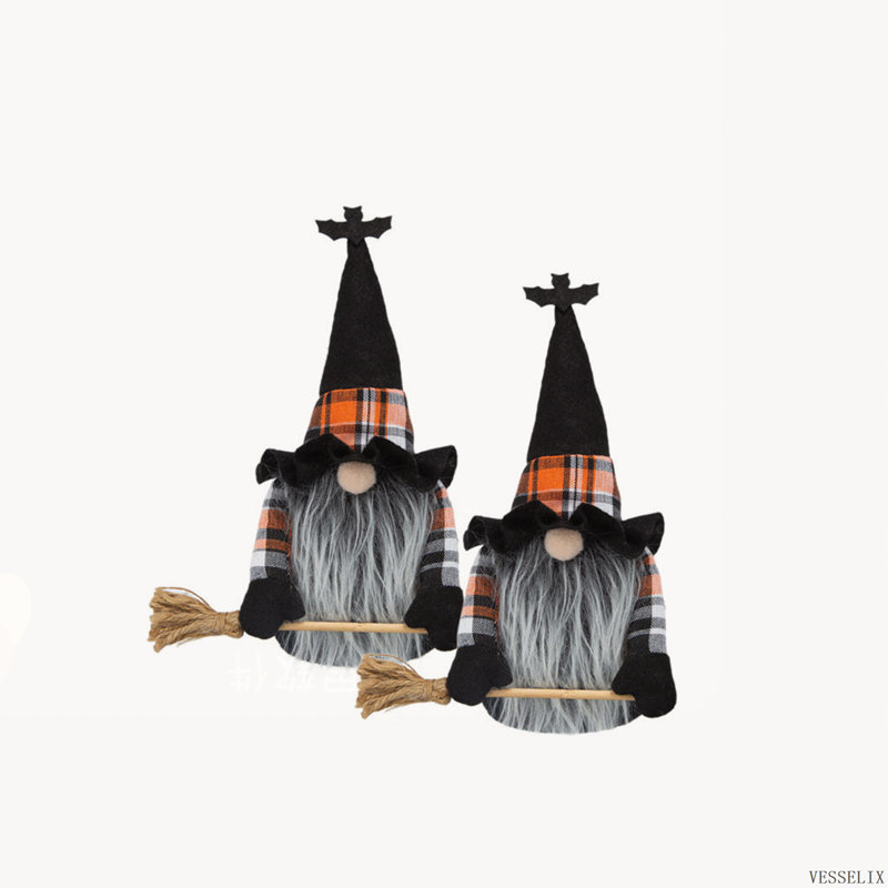 Ensemble de 2 décorations de gnome d'Halloween, H 10,6 po