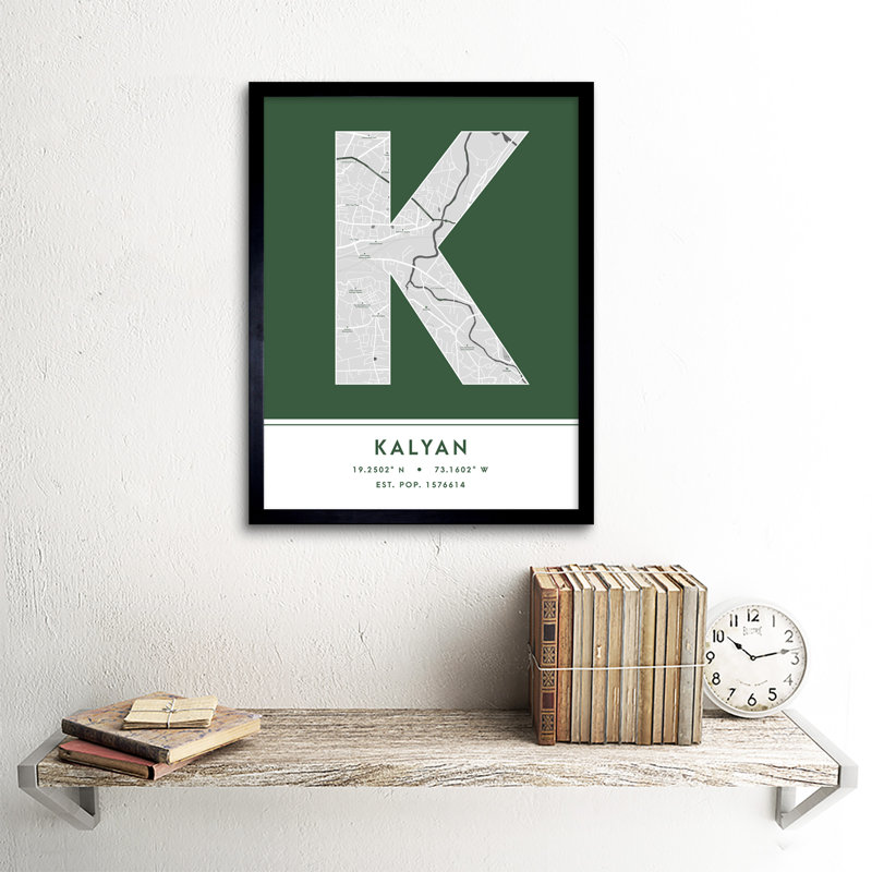 Kalyan City Map Kalyan Green - Single Picture Frame Typography