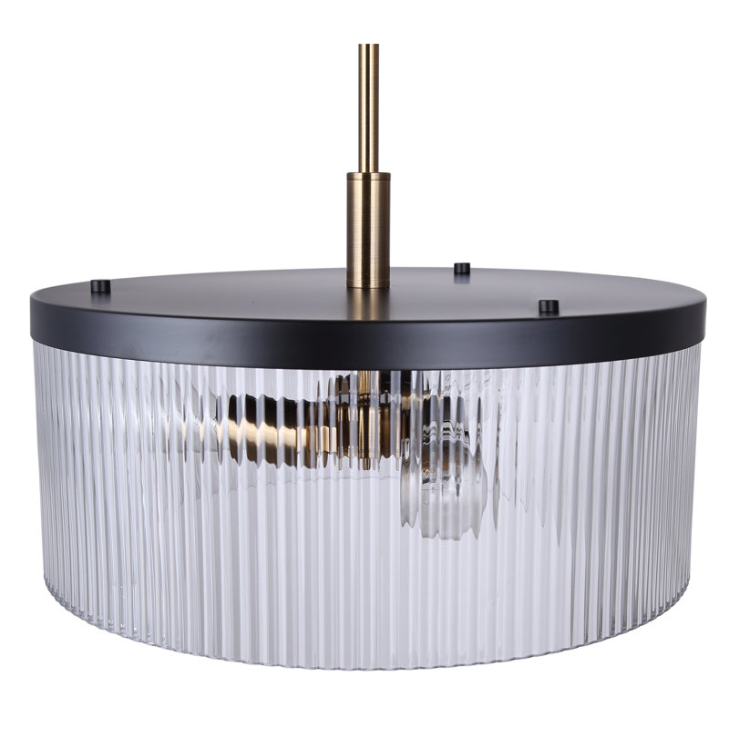 Lustre cylindrique à 3 lumières noir mat et or Bollitree
