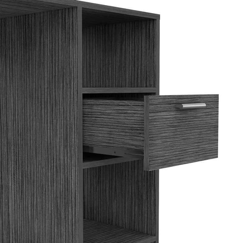 Arlington modern Computer Desk with Storage Drawer and Open Shelf, Home Office Writing Desk, Gray Oak