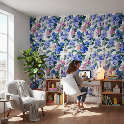 Art mural floral moderne sur fond blanc