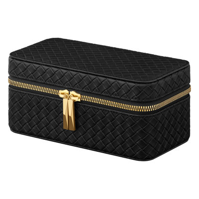 Boîtier de voyage à 3 montres, boîte à montre à 3 emplacements, cuir PU tissé estampé, 3,9 x 7,9 x 3,5 pouces, idée cadeau