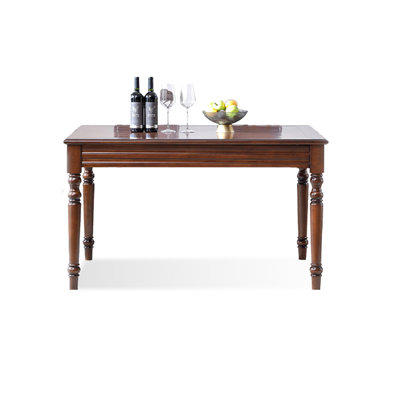 Nut-brown Rectangular Solid Wood Dining Table