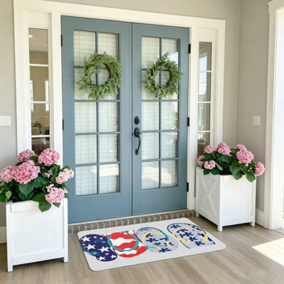 Tapis d'entrée d'extérieur Patriotic Flip Flop, 20 po x 32 po, décoration de patio pour la fête de l'Independance