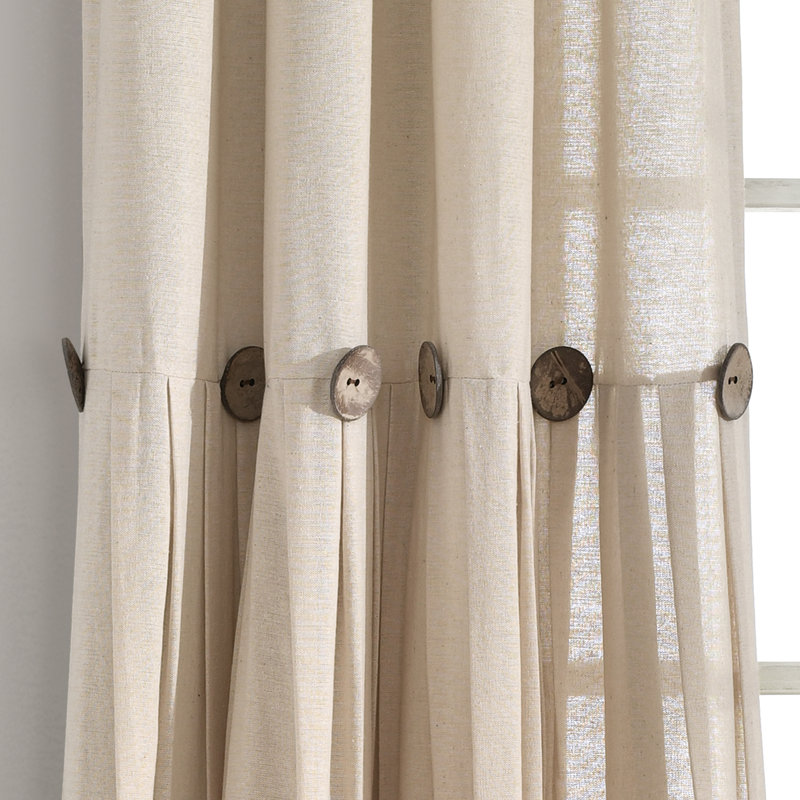 Dark Linen Light-Filtering Cotton Blend Pleated Curtain Panel