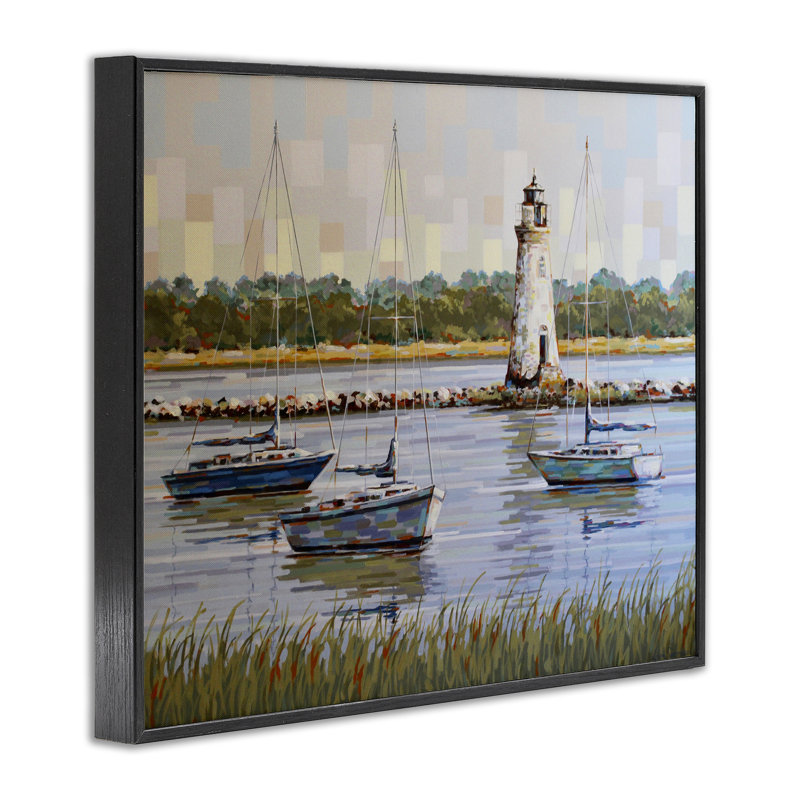 «The Watcher Cockspur Lighthouse», art de la giclée encadrée, design par Linda Sperruche, H 11 po x l 14 po