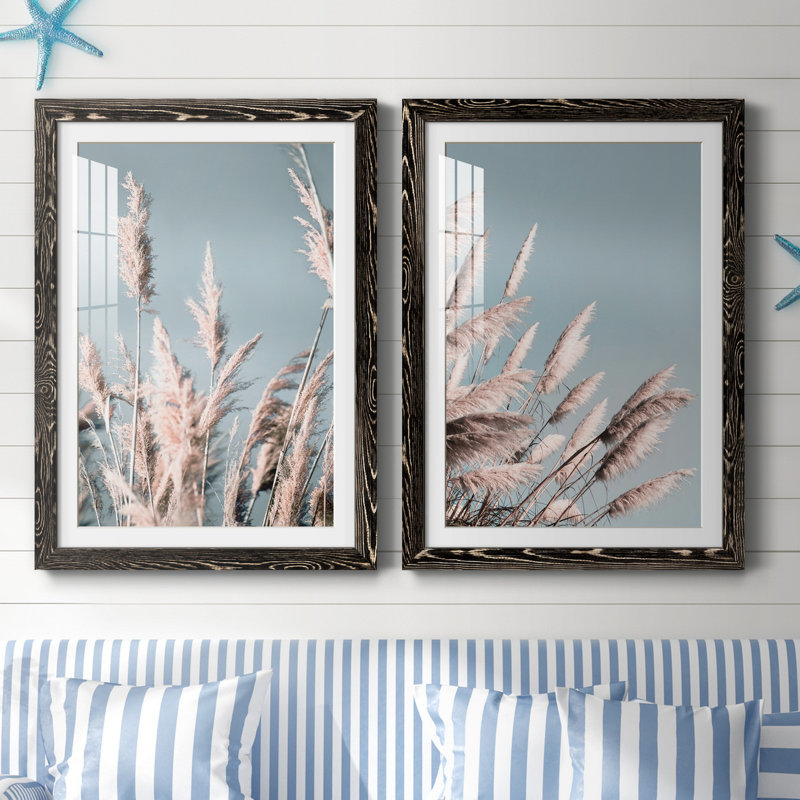 «Pretty Pampas I», ensemble de 2 reproductions de photos sur papier, H 37,5 po x l 55 po x P 1,5 po, Blanc