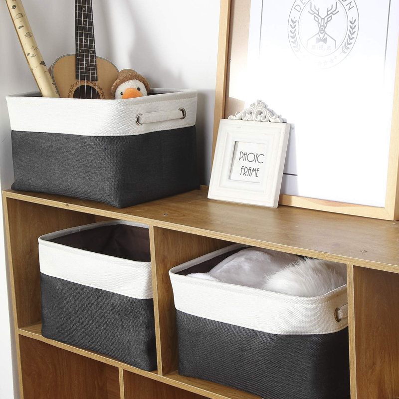 Panier de rangement pliable (paquet de 3) - Café, Noir / blanc