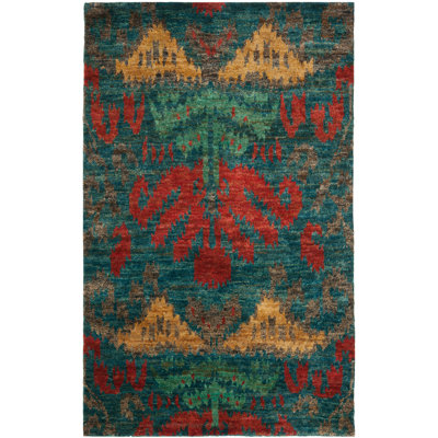 Tapis ikat en laine et chanvre Rietta