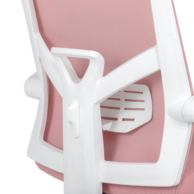 Makynlei High Back Ergonomic Mesh Office Chair with Adjustable Lumbar Support, Footrest and Headrest, Pink