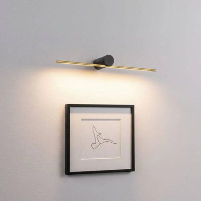 UltraBeam 8 Watt LED Over Picture Wall Light Fitting Black and Gold Finish -  600mm Wide