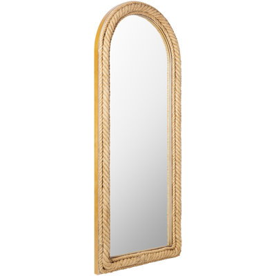 Miroir arqué en bois manufacturé / jute