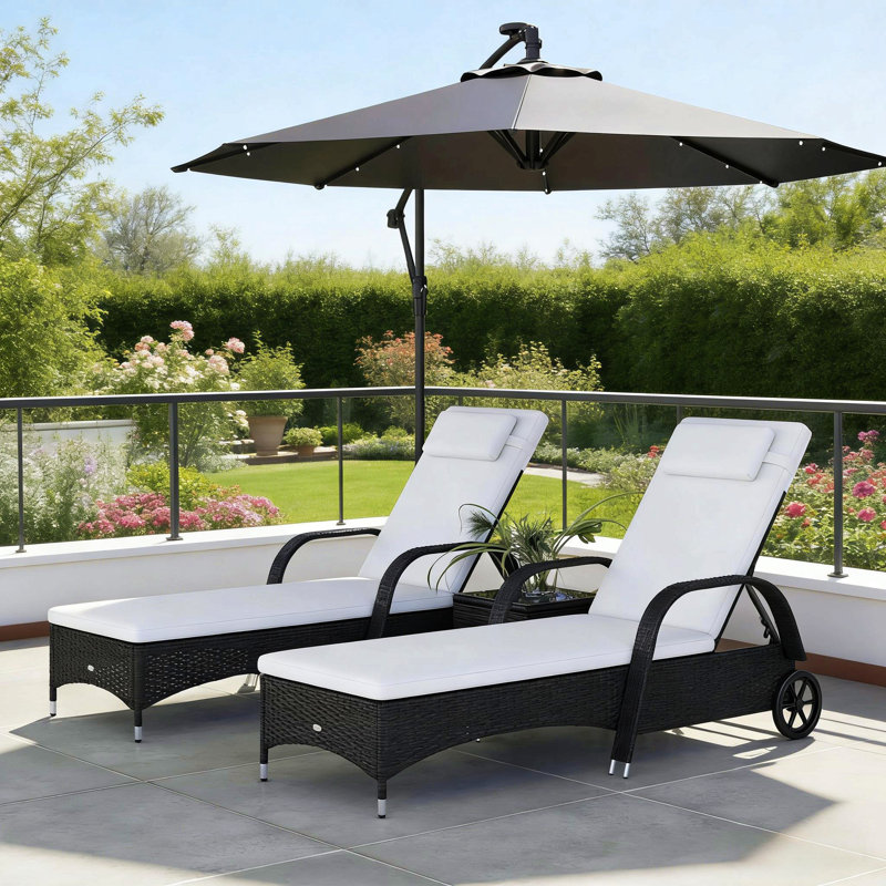 Ensemble de chaises longues d'extérieur 3 pièces