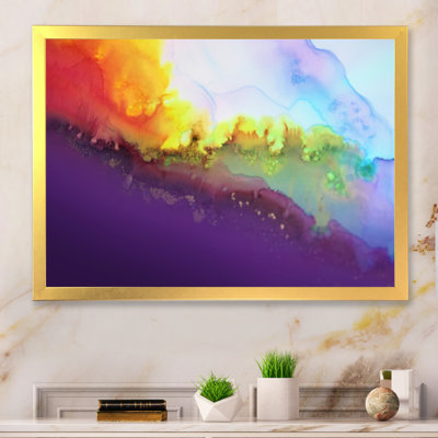 Horizon abstrait mauve et jaune - reproduction sur toile