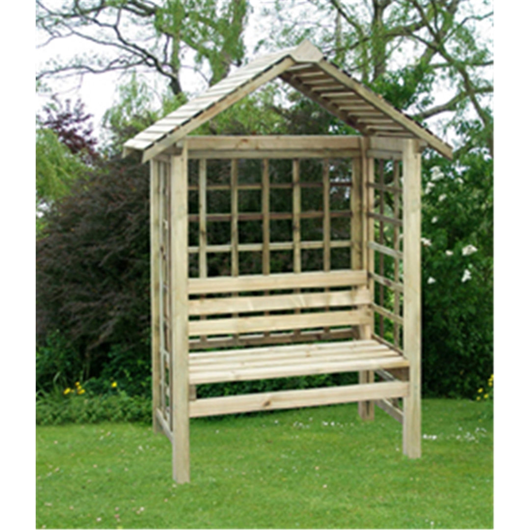 Salford 960cm W x 60cm D Solid Wood Arbour with Bench in Green