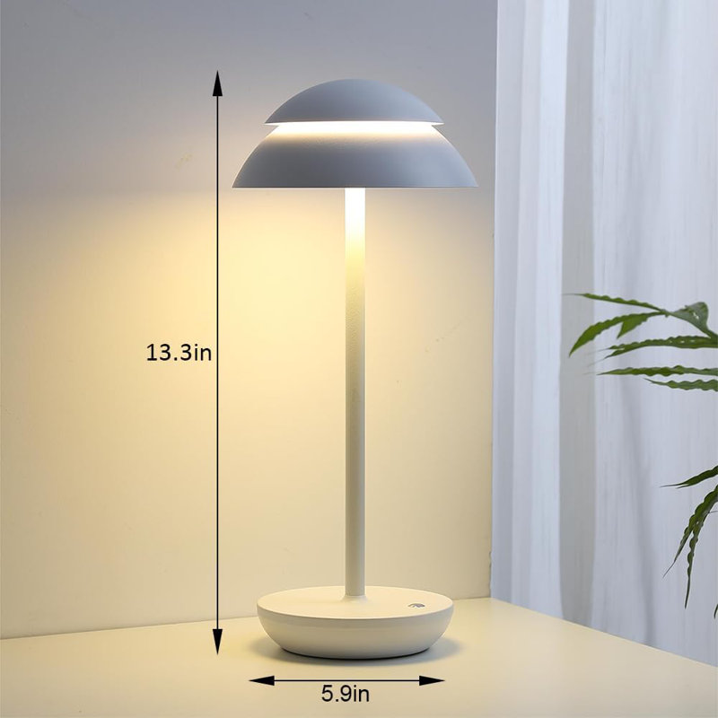 Wireless Led White Desk / Table Lamp Touch Sensor 3-color Stepless Dimmable Rechargeable Night Light