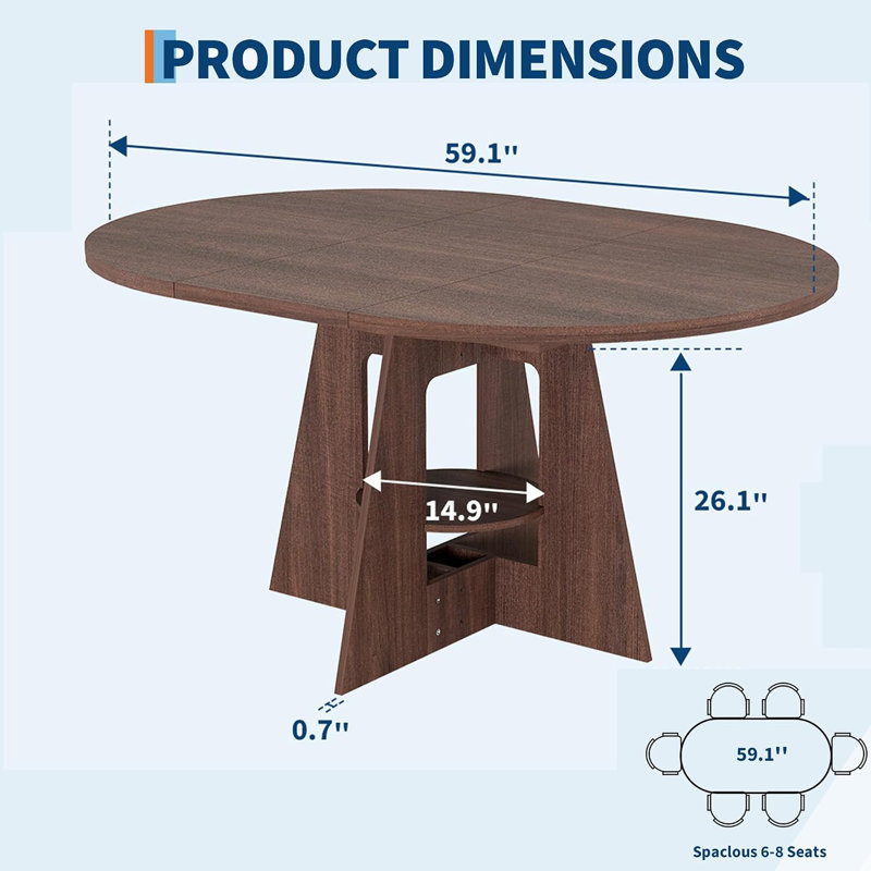 Table de salle à manger ovale, table de cuisine de style campagnard de 150 cm pour 4 à 8 personnes, Rouge