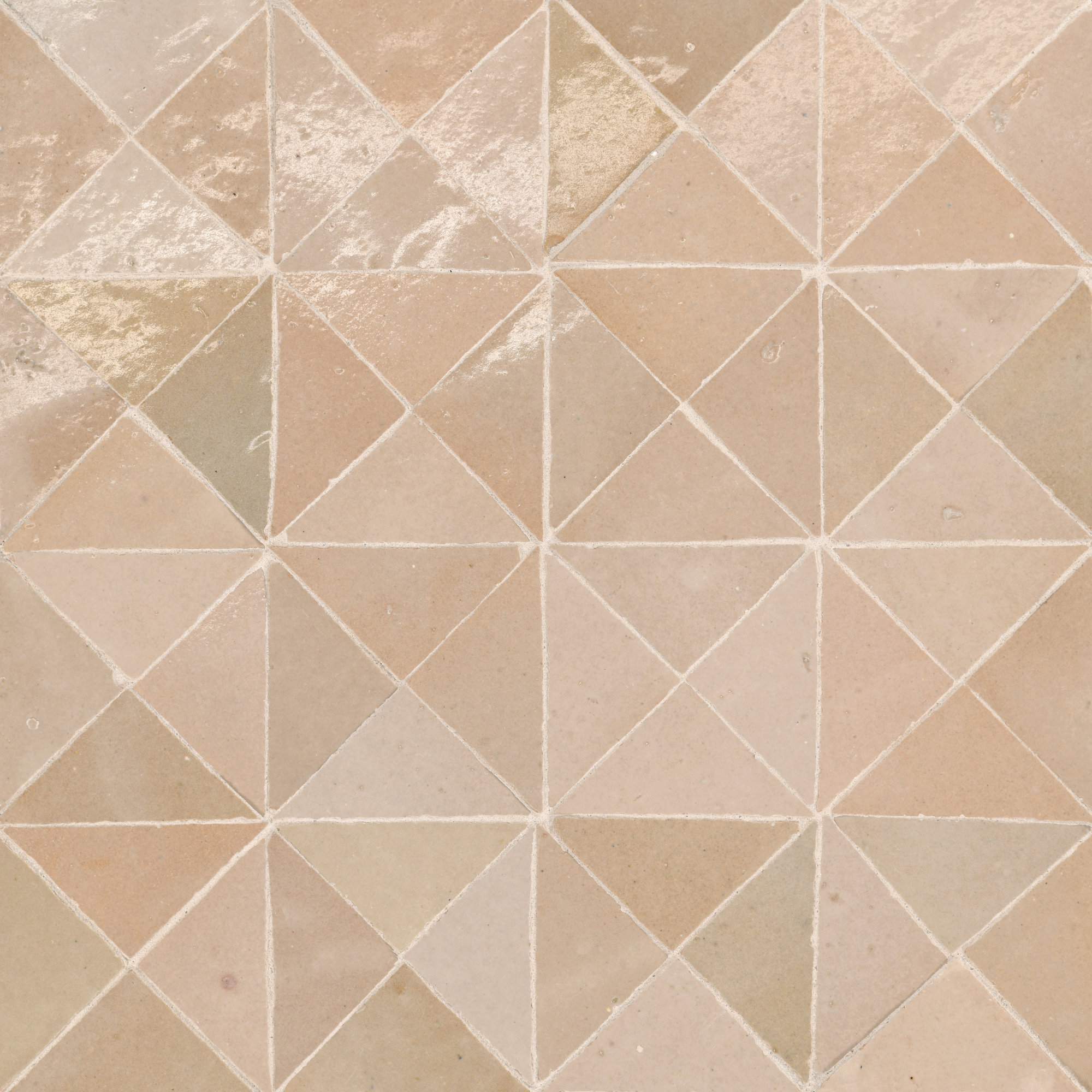 Zagora Triangle Glossy Zellige Mosaic Tile, Ivoire