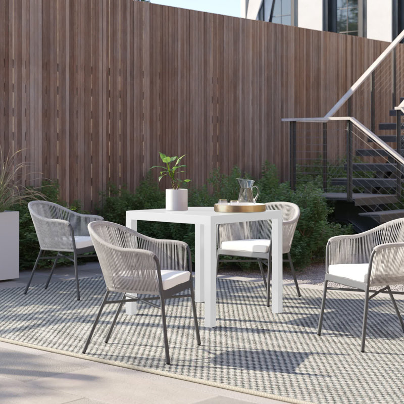 Outdoor Dining Table , in. W 31.5'' in. D, White, 31 Inch