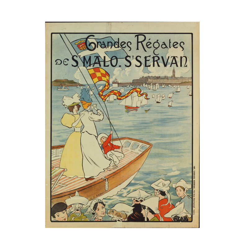 M.E.Rouge Grandes Regates De St. Malo - St. Servan, Ca. 1895, art sur toile, 19" H x 14" W