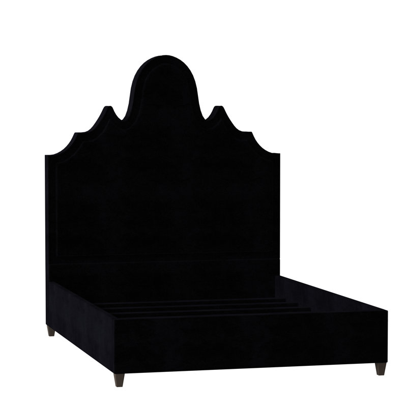 Amalie Upholstered Bed, California King, Bella Black Performance Velvet, Brown Mahogany