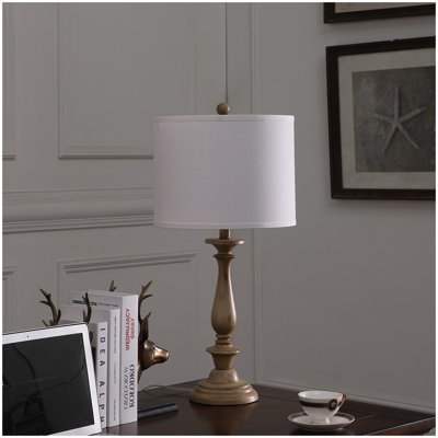 Lampe de table en polyrésine effet bois 27,5 po