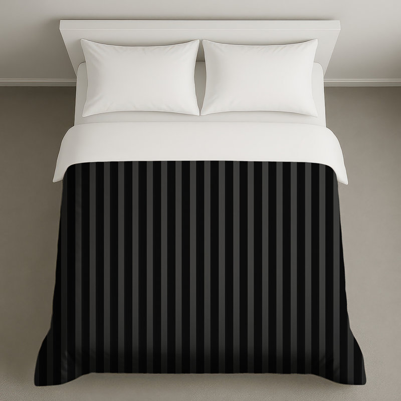 Housses de couette noires à rayures verticales, Lit simple