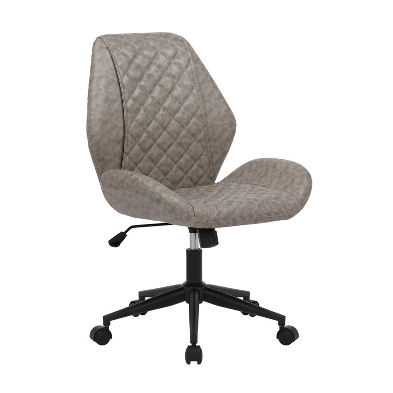 Keitrick Genuine Leather Swivel Executive Chair, Gray
