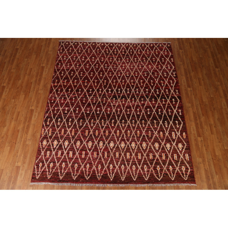 Tapis marocain en laine Trellis noué à la main 8 x 10