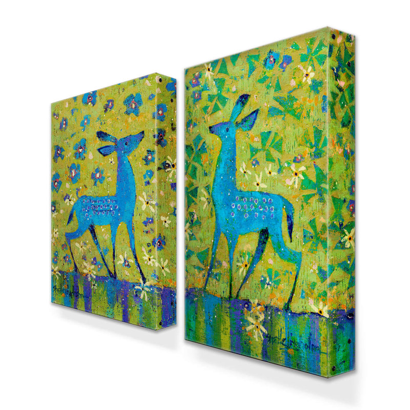 Deer Duality: 2-Piece Metal Box-Art Wall Décor Set, 38" H x 51" W x 3" D