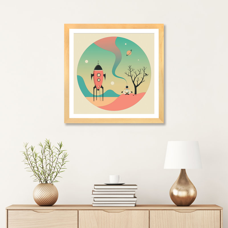 Transportation, 16" H x 16" W x 1" D, Natural Wood Framed Fine Art Paper