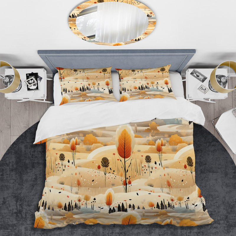 Ensemble de housse de couette Beige Meadow Flowers Boho, Housse de couette pour très grand lit et 2 très