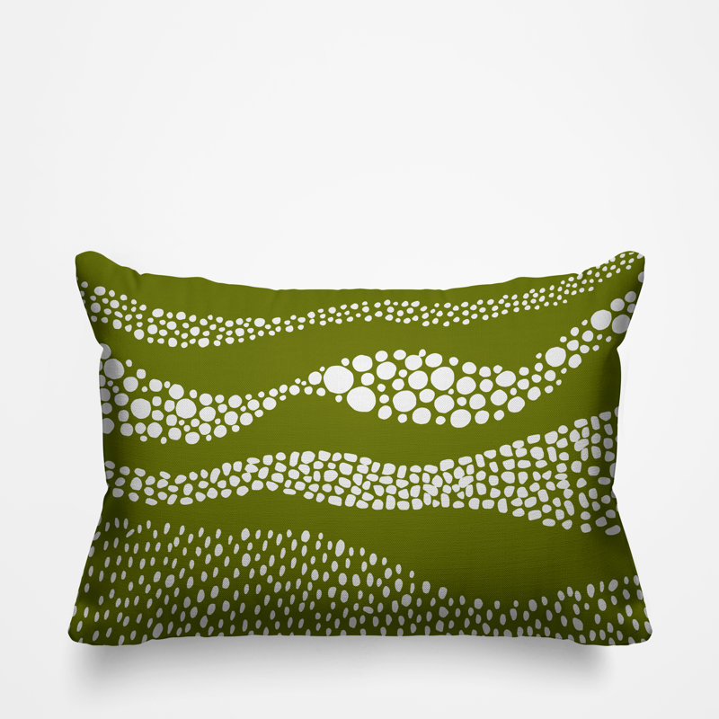 Coussin décoratif intérieur / extérieur Bia Boho Dots, Chartreuse