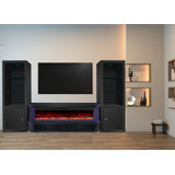 High-gloss White Entertainment Center/electric Fireplace With 4 Drawers, Rgb Led Lights, Bluetooth Speaker, Remote-no Assembly Needed
