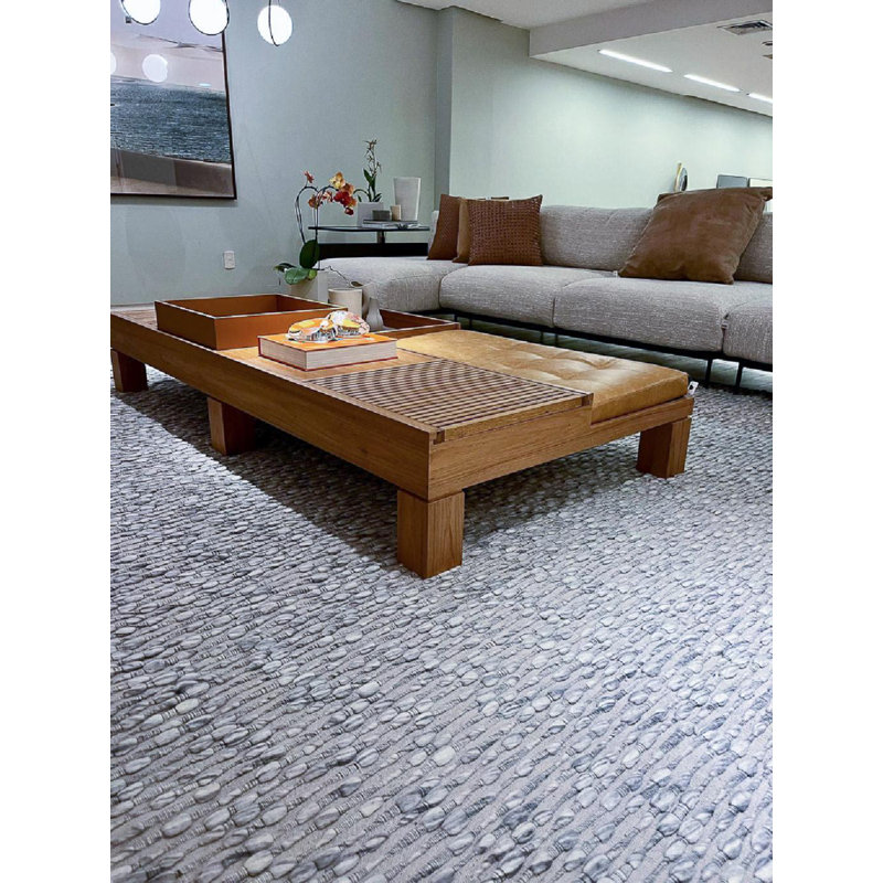 Shanti Wool Abstract Area Rug in Grey, Rectangle 8' x 10'