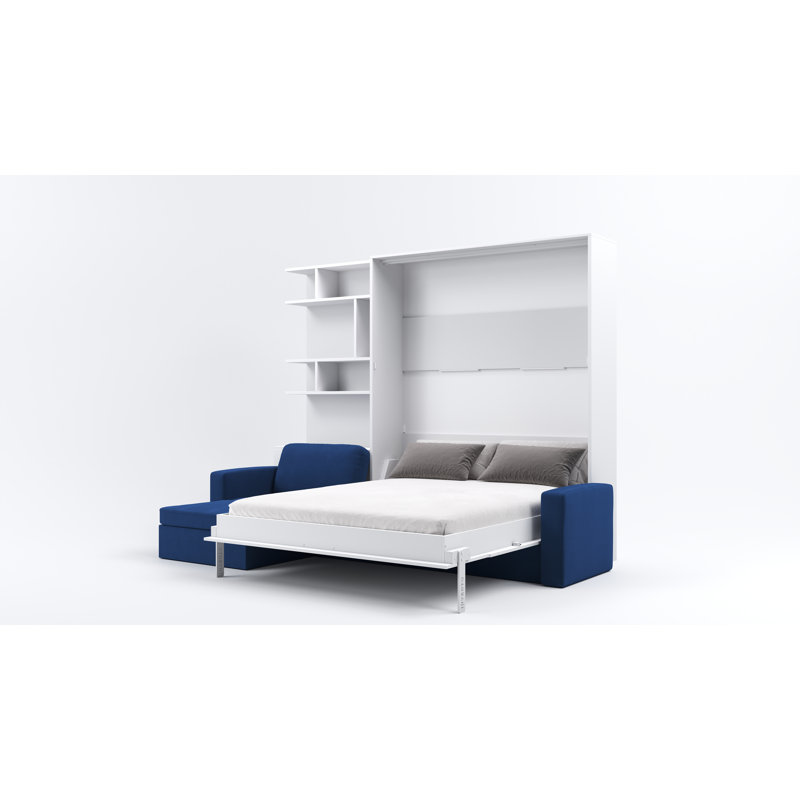 Neidelin Upholstered Bed, White/Navy
