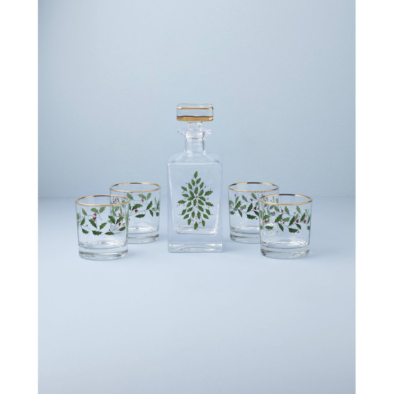 Holiday 5-Piece Decanter & Whiskey Glass Set