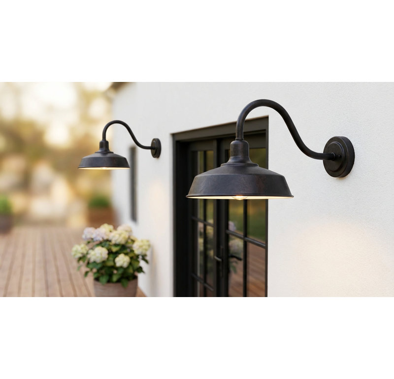 Luminaire de grange d'extérieur Blakeston, Noir, H 13,5 po x l 14 po x P 14 po, Non