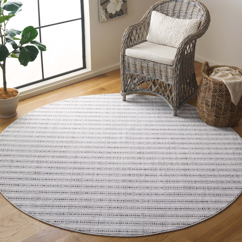 Msr1914 Martha Stewart Serenity Performance Striped Rug, Round 6'7"