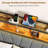 King Bed Frame with LED Light and Charging Station, Metal Platform bed with Storage Headboard, No Box Spring Needed, Brown-1977111674