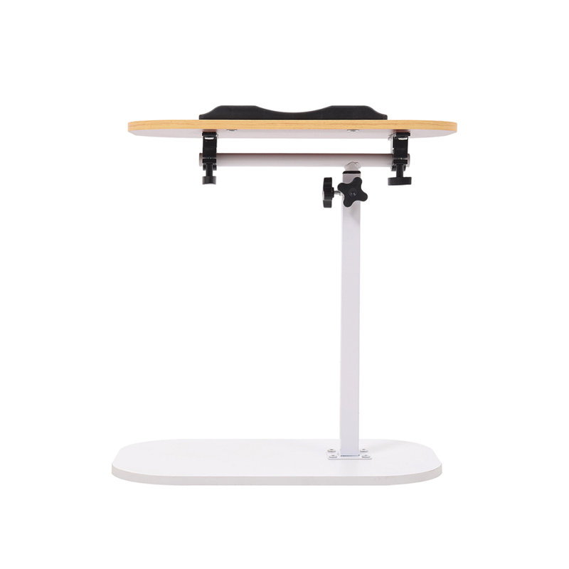 Height Adjustable C-Shape Overbed Table Office Table, Yellow/White