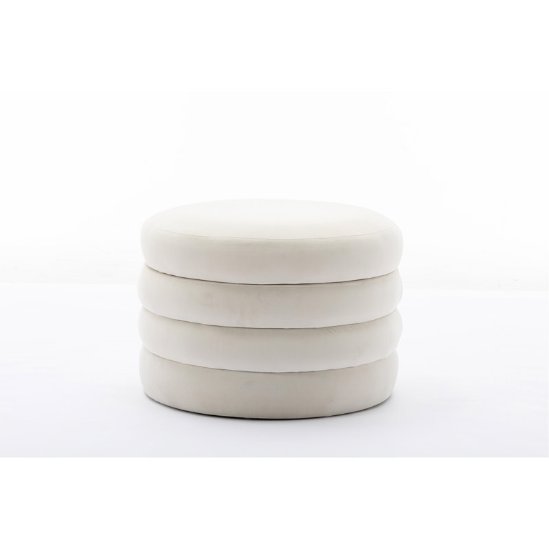 Repose-pieds rond avec repose-pieds en velours avec étagères en bois, parfait pour l'organisation de la chambre à coucher et du salon