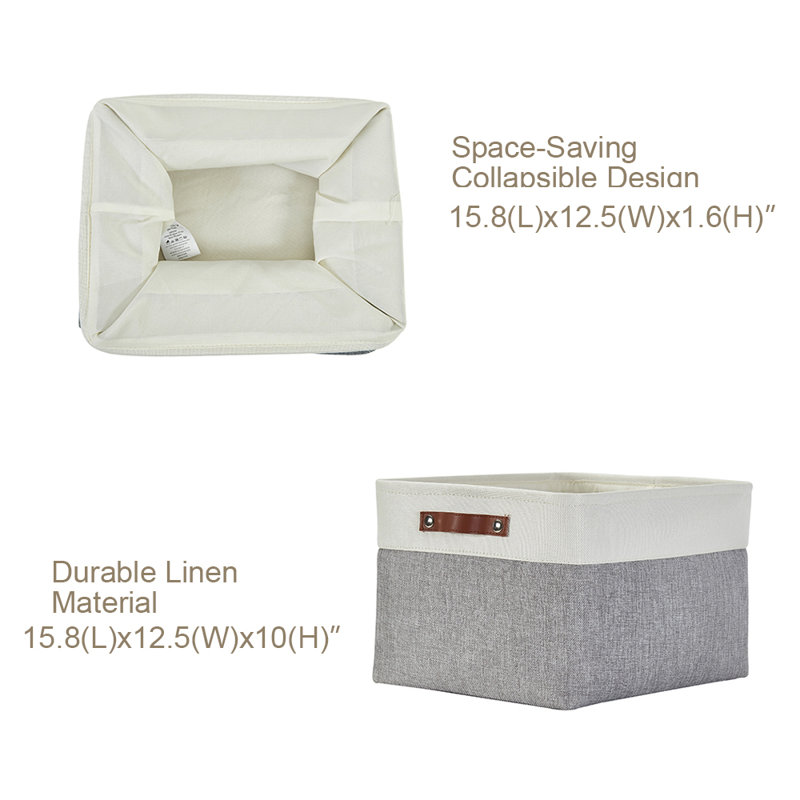 Foldable Fabric Storage Bin, 6, Grey/White