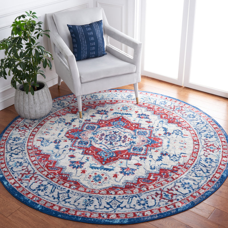 Tapis beige / rouge Aurich 851, Rond 6 pi 7 po