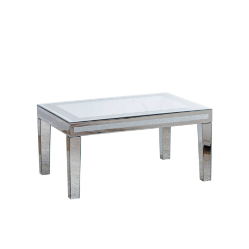 La table basse moderne avec bordure en cristal Modern Glam rehausse l'élégance idéale pour les salons et les décorations