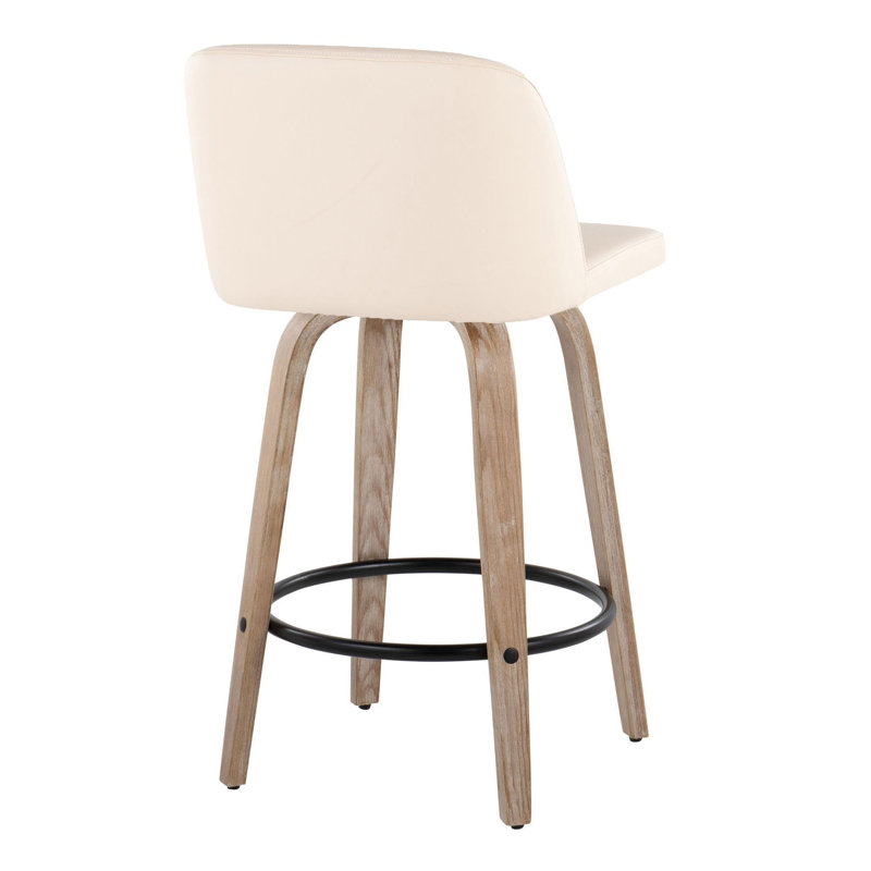 Lakyia Swivel Upholstered Counter Stool, Cream