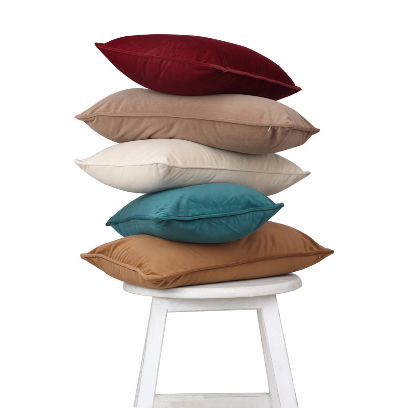 A1HC Set of 2 Luxurious Velvet Throw Pillow Covers — Soft Decorative Cushions with Hidden Zipper, 18" x 18", Beige