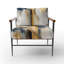 Fauteuil d'appoint rembourré abstrait moderne bleu et or abstrait IV-435714872