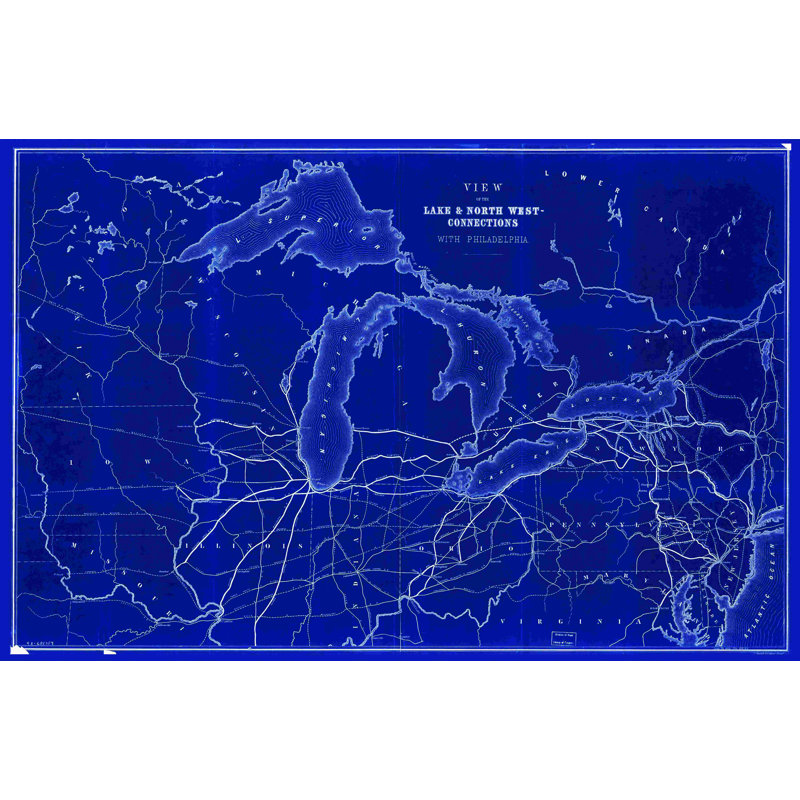 Carte des Grands Lacs, H 20 po x l 30 po x P 1,25 po