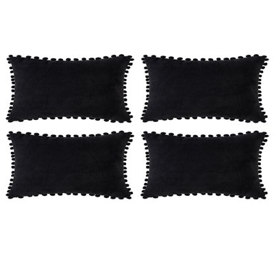 Pom-poms Cotton Blend Reversible Throw Pillow